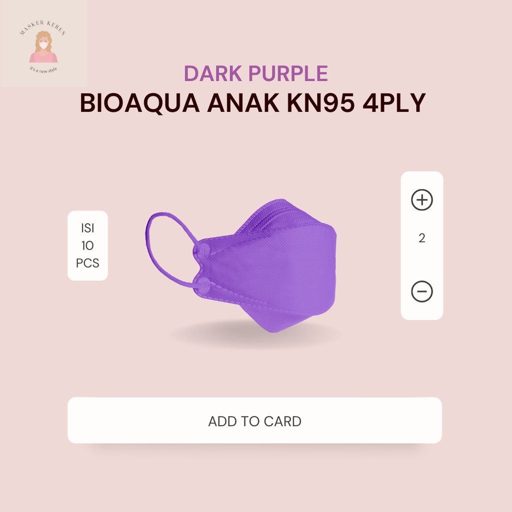 MASKER KN95 ANAK EARLOOP BIOAQUA UNGU TUA Disposable Mask MURAH