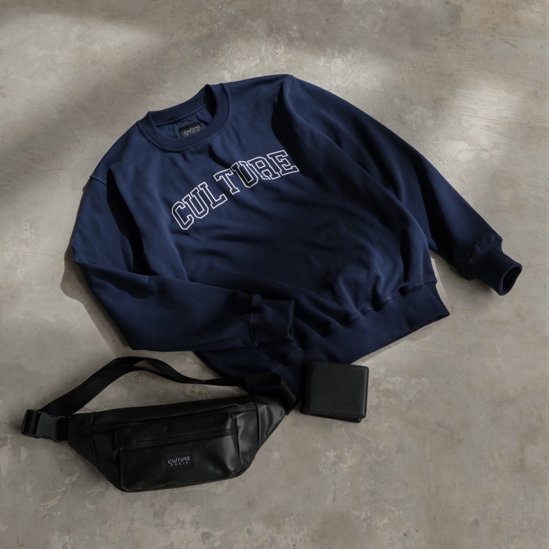 CULTURE BASIC | CREWNECK NAVY BIG LOGO BUNDLING (CREWNECK+DOMPET+WAISTBAG)