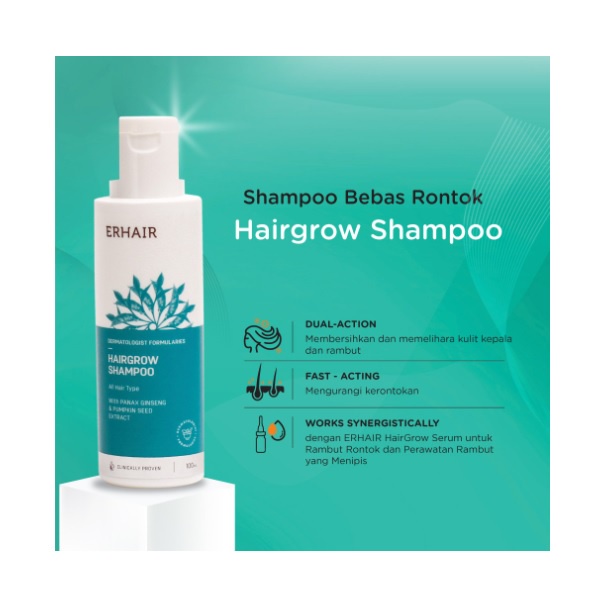 ERHAIR DF Hairgrow Shampoo 100ml Shampo Untuk Mengurangi Rambut Rontok ERHA