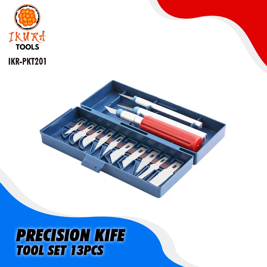 IKURA PKT201 Hobby Knife Set 13 pcs - Pisau Ukir Pahat Kayu Set