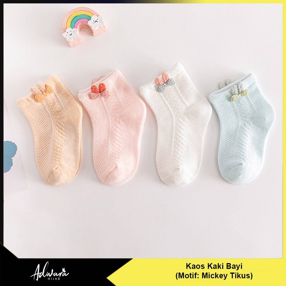 Kaos Kaki Bayi Pendek Katun Lembut Motif Tikus Lucu / Kaos Kaki Import Balita Anti Slip