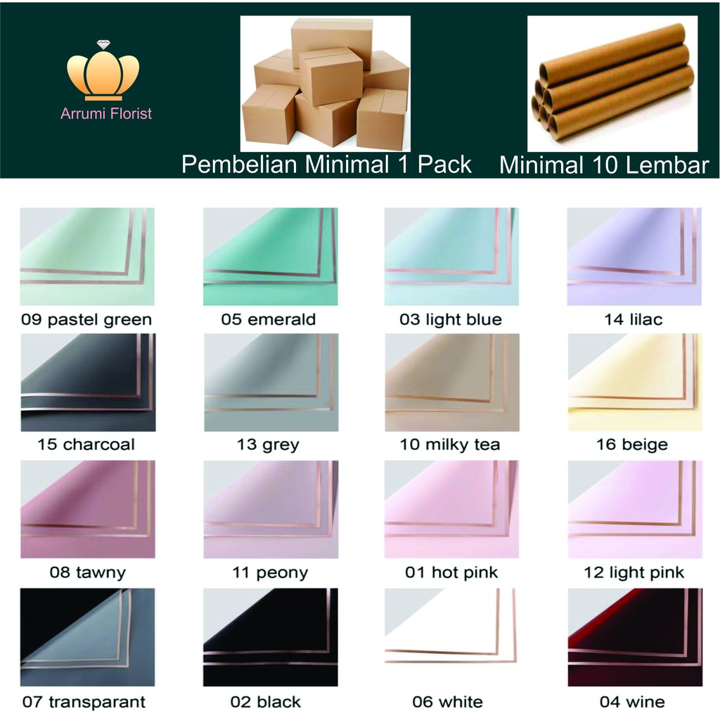 

(10 Lbr) kertas buket, Wrapping Flower, Cellophane Frame Gold