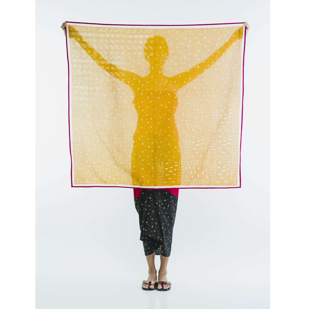 Scarf Bambu Kunyit Batik Cap Sejauh Mata Memandang