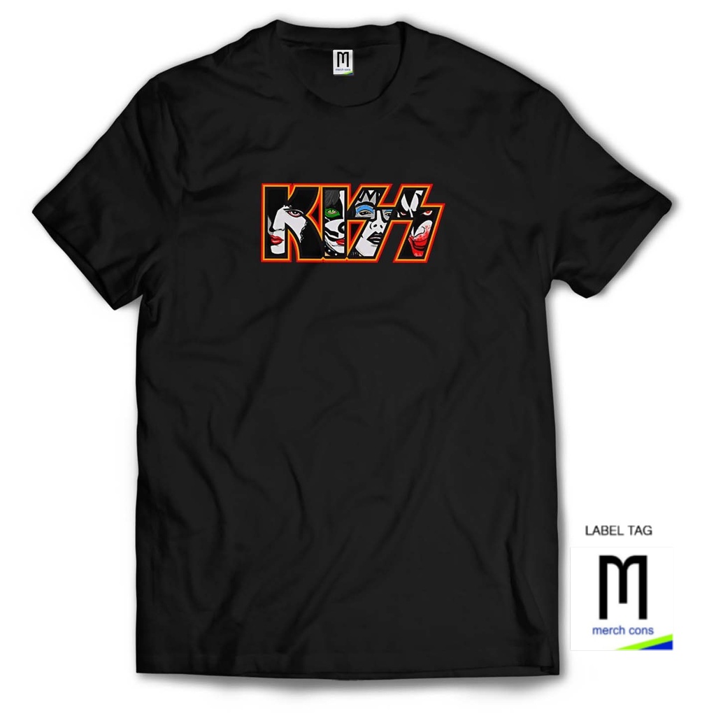 KISS-Kaos band / Size luar / Katun Combed-tag MerchCons- Hitam