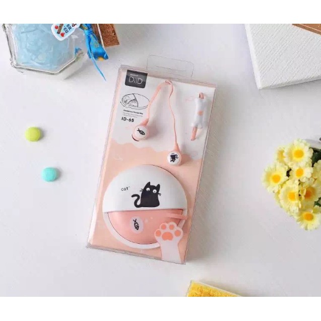 [ID-65] Headset Earphone Karakter CAT / KUCING Lucu / Set Wadah Earphone Headset Motif Kartun Kucing