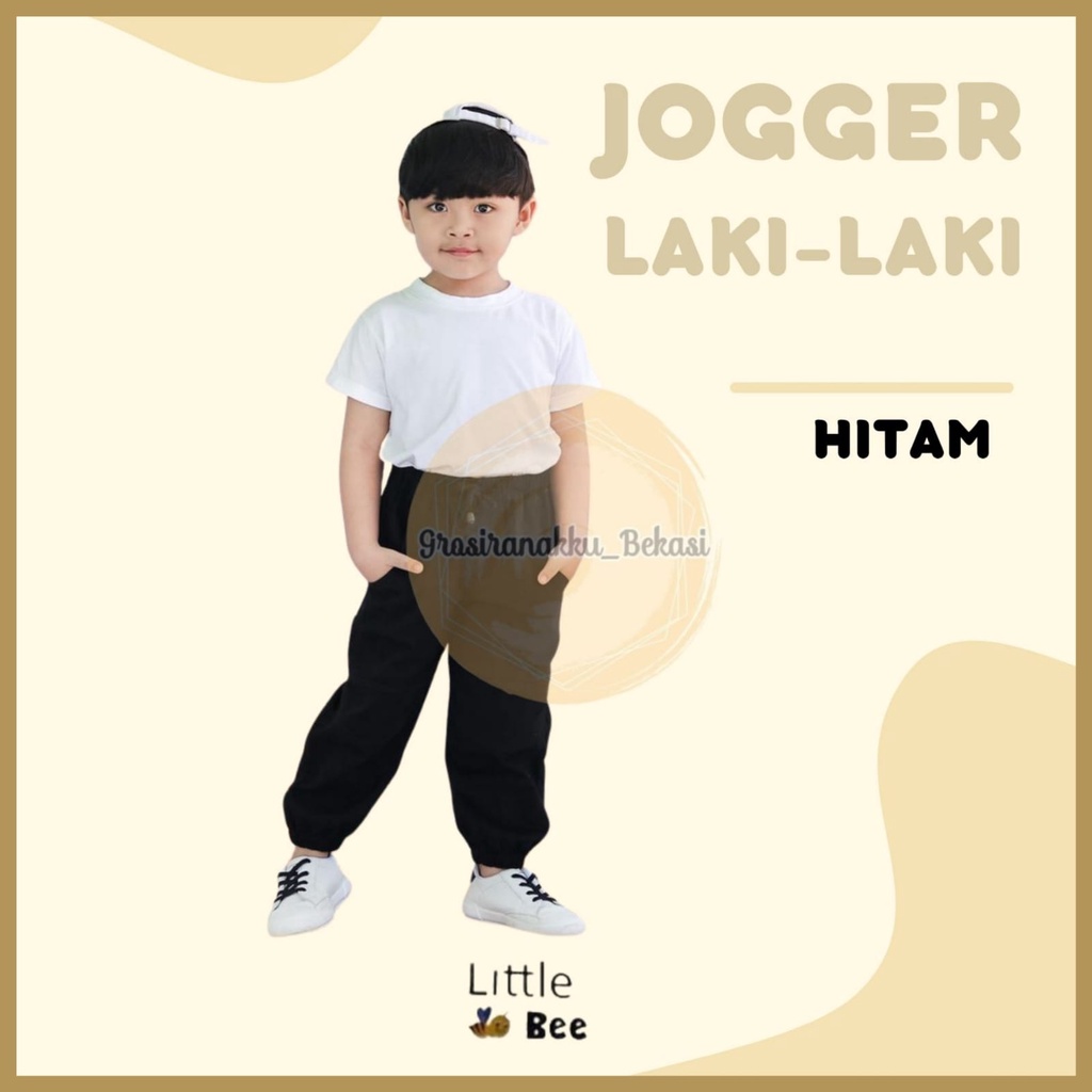 Celana Anak Jogger Laki-Laki Littlebee Warna Hitam size 1-5tahun