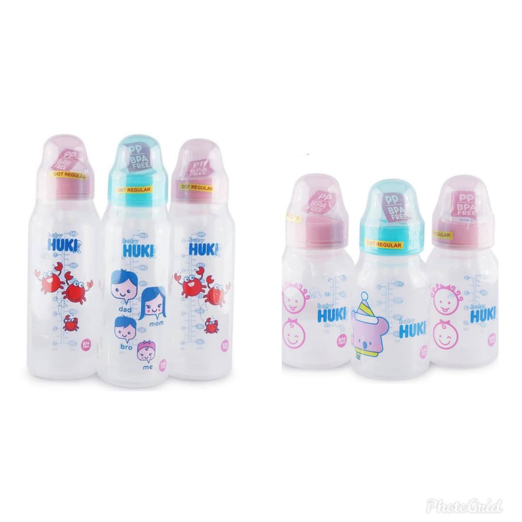 HUKI BOTOL SUSU 120ML / 240ML  (DOT BULAT)