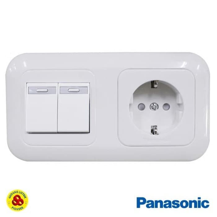 Panasonic Stop Kontak CP + Saklar 2 Gang WEJP11212 WEJ5531 Putih