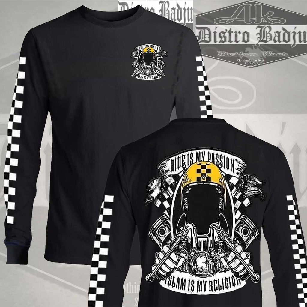 Kaos Lengan Panjang Biker Muslim – Ride Is My Passion | Unisex Cotton Premium