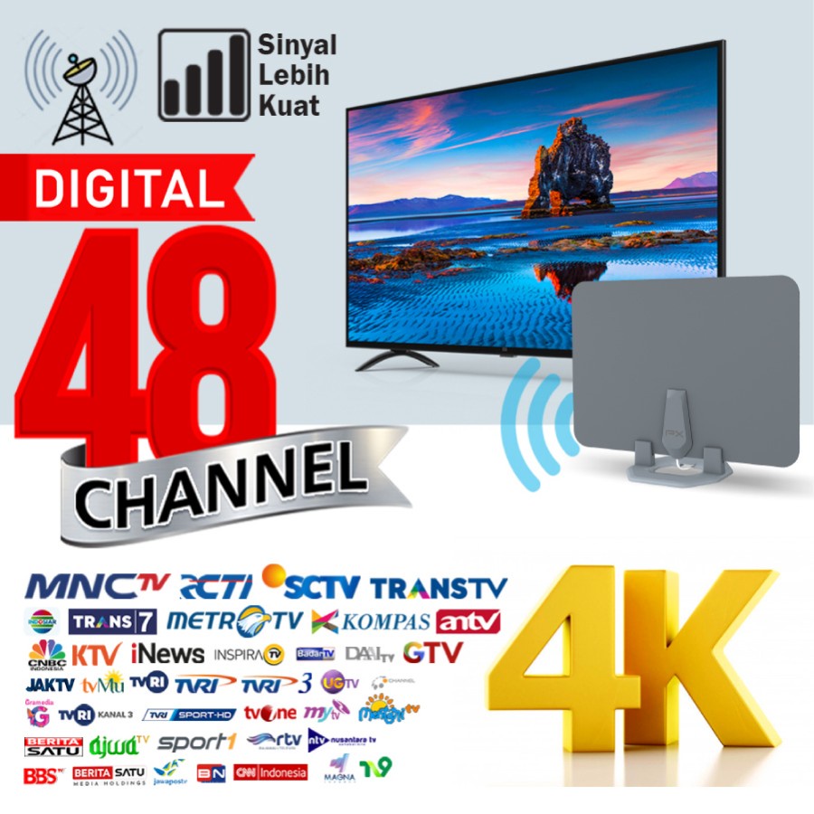 Antena TV Digital Analog Indoor Dinding DVBT2+Booster PX UDA-3100A