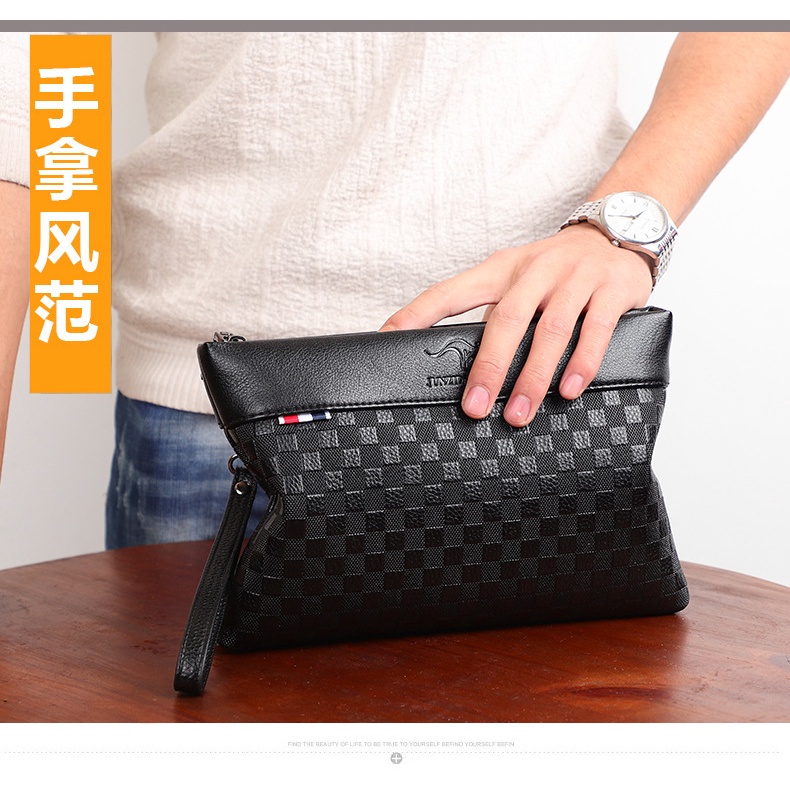 [Original] Junzidaishu Tas Dompet Clutch Kulit Damier Pria dan Wanita Import