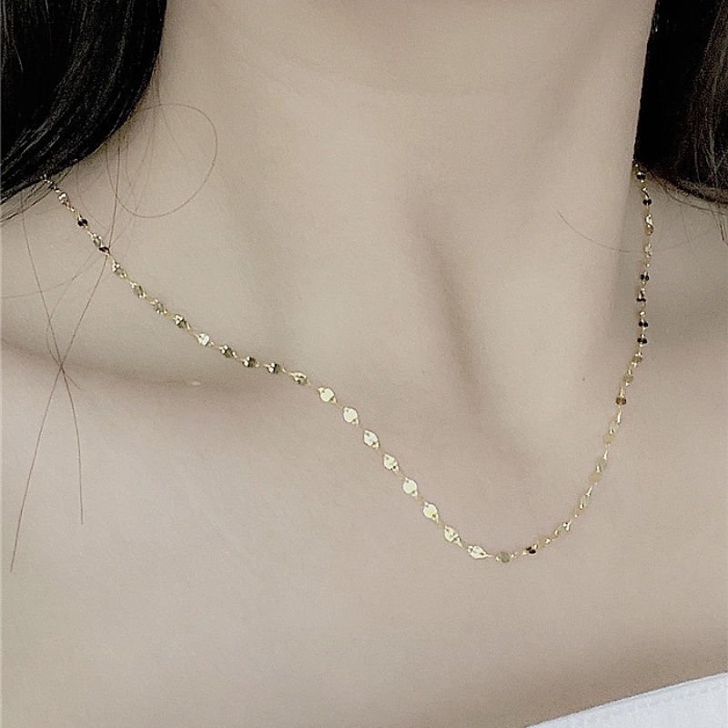 18 K Emas Rantai S925 kalung perak murni 2.5mm Bibir Kalung Aksesoris Wanita Panjang Yang Berbeda Berlapis Emas liontin rantai