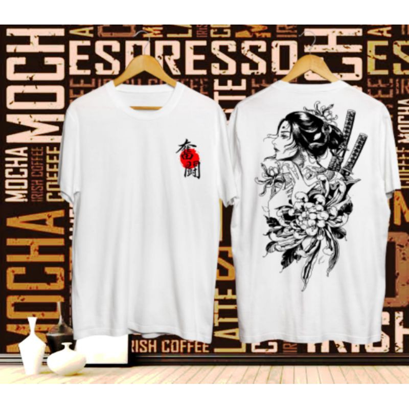 Kaos Pria Distro Samurai Jepang Riot Warna putih Atasan Casual Pria & Wanitakaostermurahjaktabandung