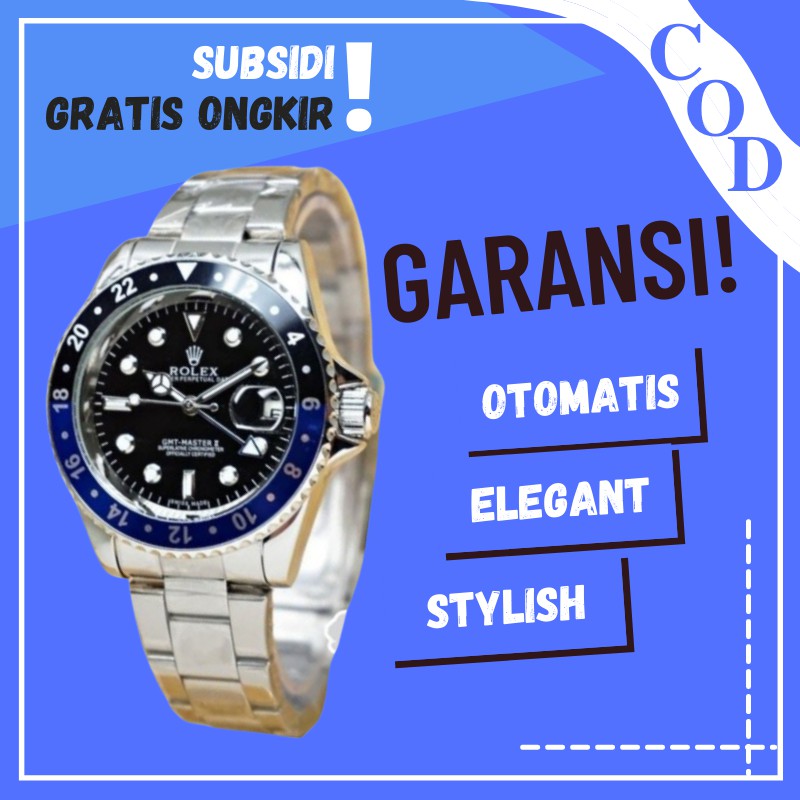 Jam Tangan Rolex Pria Cowok GMT Automatic Rantai Sport Analog Terbaru Murah Anti Air Keren COD Y46