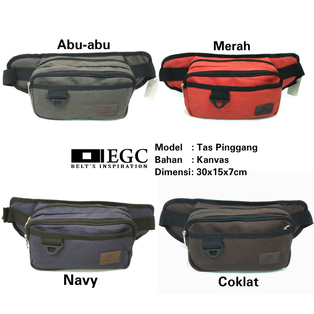 Tas Pinggang Kanvas Pria Sling Waist Bag Cowok Cowo Travel Bag Laki Tas Kecil Ori Asli - WAIST-BAG-KANVAS-GA-KOTAK