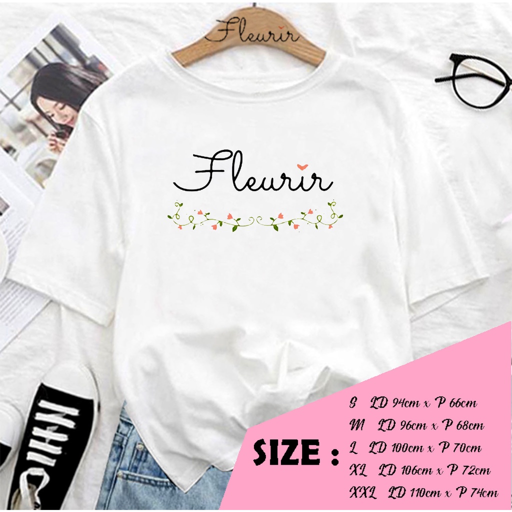 FLEURIR - KAOS LUCU NYAMAN KATUN WANITA DEWASA UNISEX