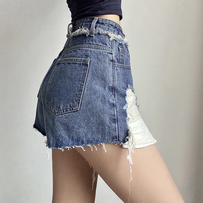 #Sisjuly# Wanita Musim Panas Baru Seksi Street Fashion Pinggang Tinggi Dicuci Celana Pendek Denim Wa