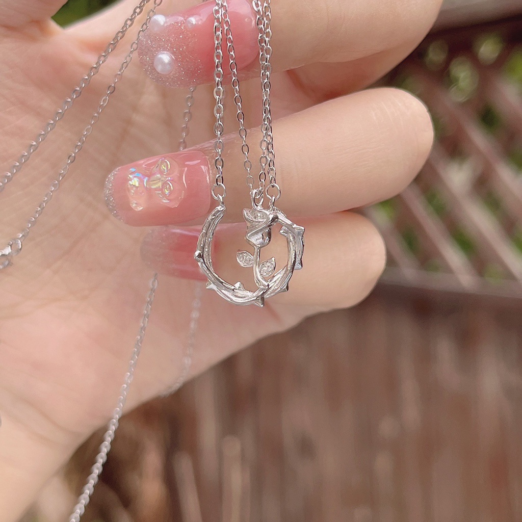 Hu Hu Hu Hu Hu Alat Bantu Pasang Kacamata♡ Kalung Liontin Bunga Mawar Bahan Tembaga Anti Karat Untuk Hadiah Ulang Tahun