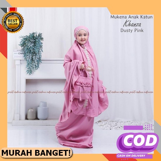 [Kode Produk F6E8M7797] Mukena Anak Plisket Umur 8 - 12 Tahun // Mukena Plisket Klok Mukena Anak Tan