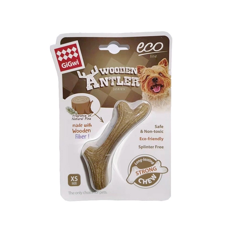 Gigwii natural dog long lasting chew wooden antler XS, SM, ML