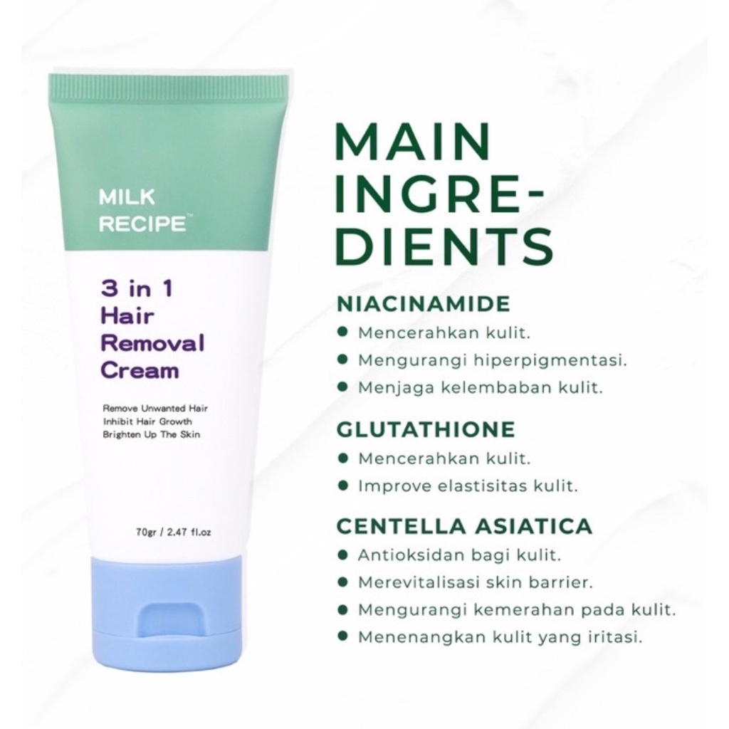 MILK RECIPE aha body booster / 3 in 1 hair removal cream penghilang bulu kaki ketiak murah bpom recipe menghilangkan ketek waxing wax ketek mencerahkan body lotion serum skin barrier kulit bekas luka kasar memudarkan niacinamide melindungi ceramide sehat