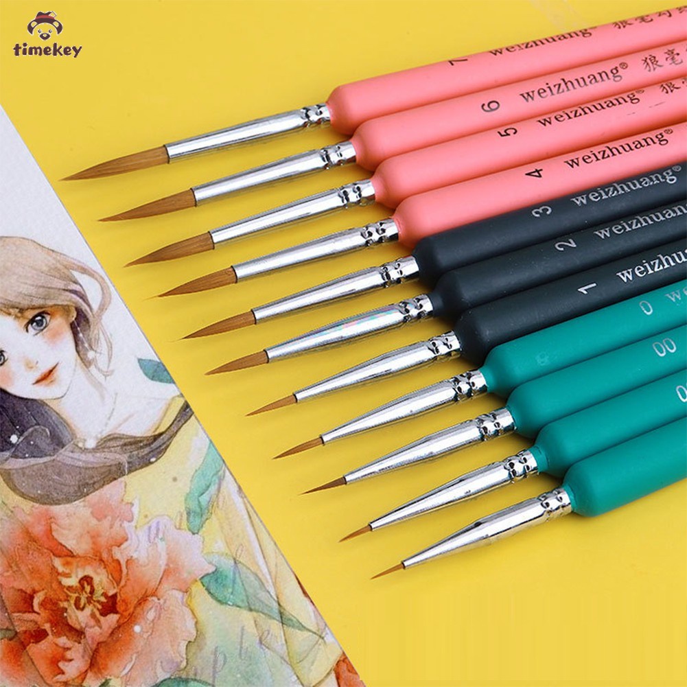 【TK】 4pcs/set Hook Line Pen Stationery Watercolor And Oil Painting Wolf Hair Pens Detail Art Painting Tools