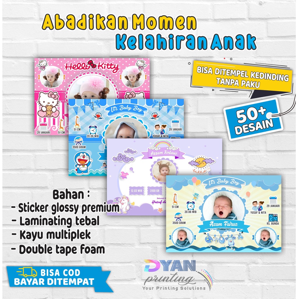 WALLDECOR/HIASAN DINDING BIODATA BAYI &amp; ANAK CUSTOM,BISA COD /BAYAR DITEMPAT