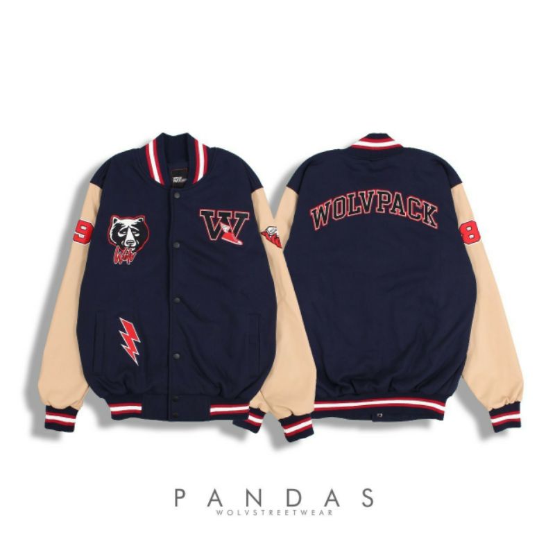 Wolv Varsity Jaket Pria Panda Original Premium