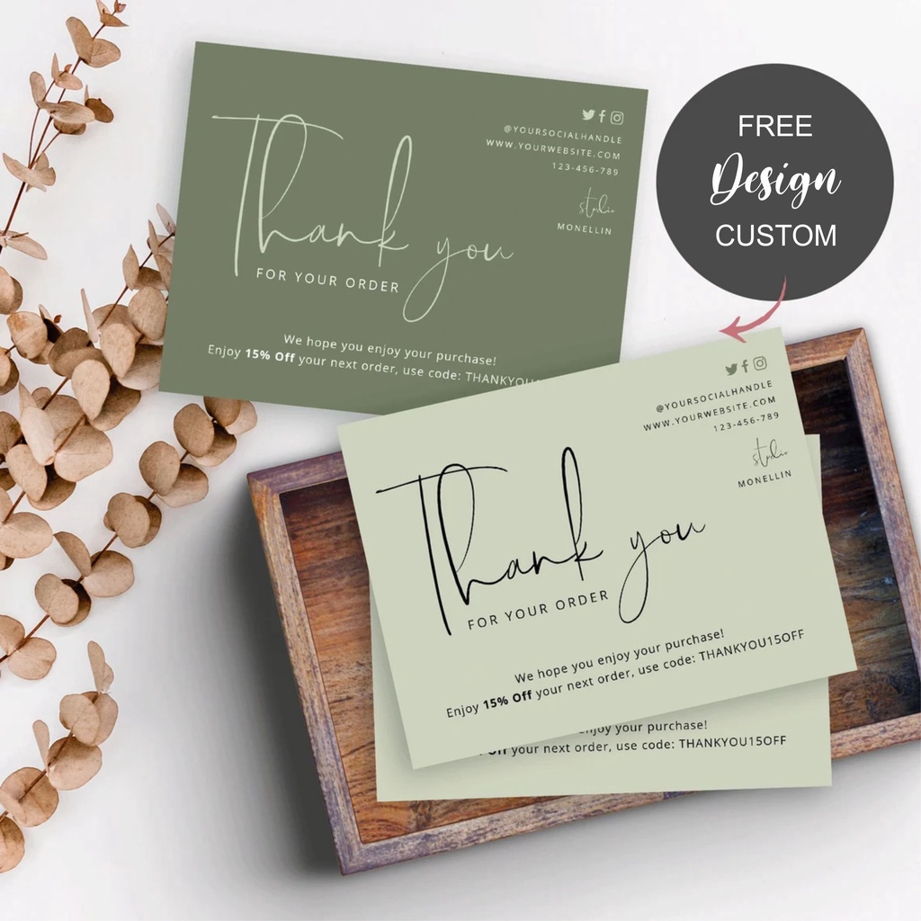(25 Pcs) Kartu Ucapan Terimakasih / Thank You Card / Greeting Card [CUSTOM] Size 6x9cm