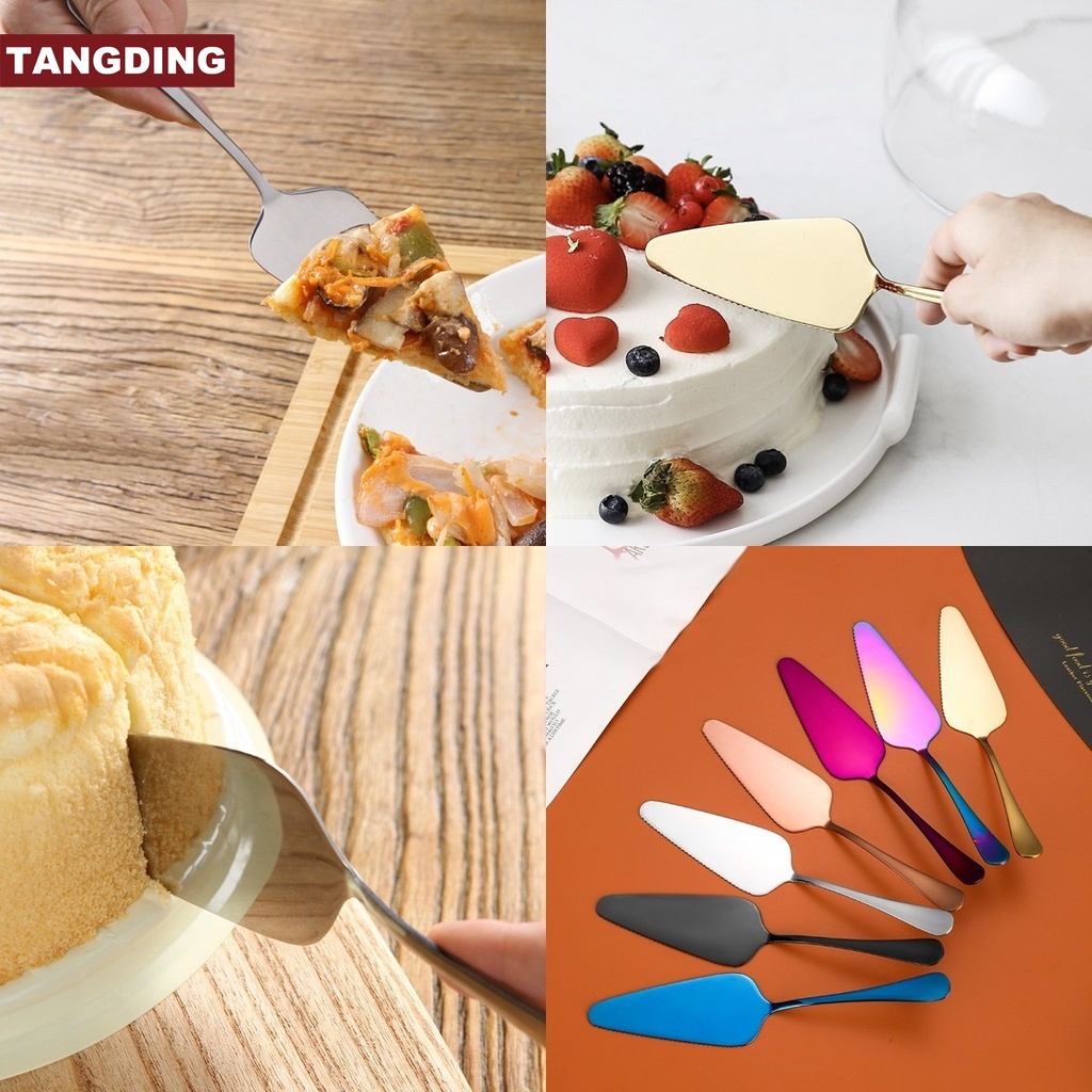 (Cod Tangding) Spatula Pemotong Kue Pie / Pizza Bahan Stainless Steel Warna-Warni