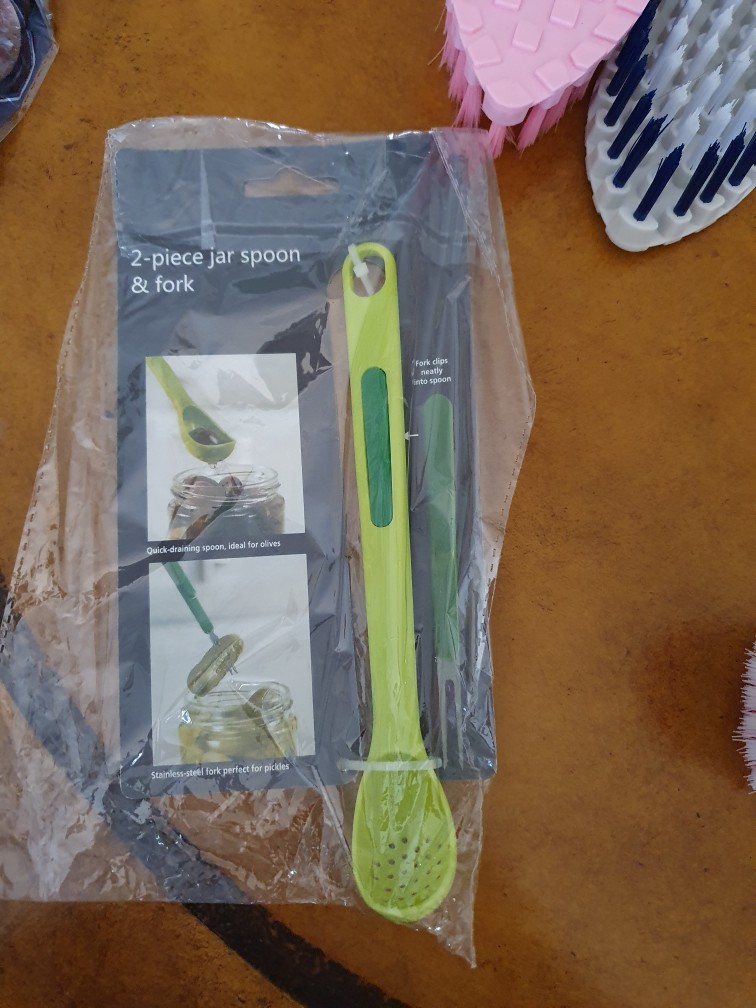 Jar Spoon Fork 2in1 Sendok Garpu Buah Botol Manisan Asinan Fruit Dapur