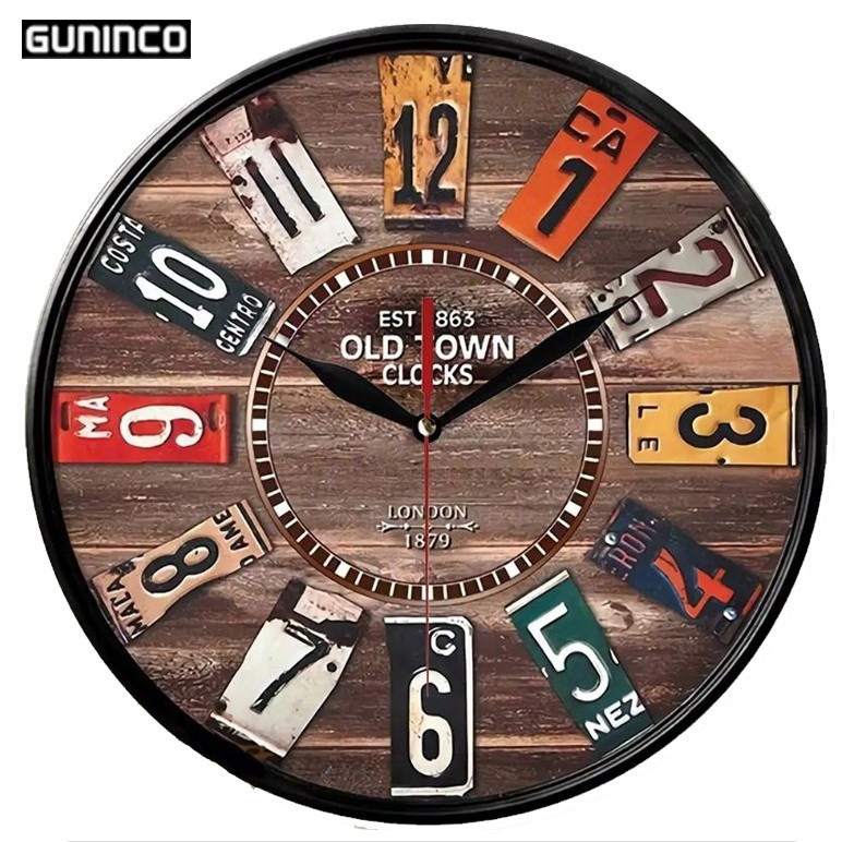 GUNINCO JAM DINDING UNIK VINTAGE 30 cm Klasik Classic Retro Shabby Dinding Wall Clock Bagus Murah-JAM DINDING V1