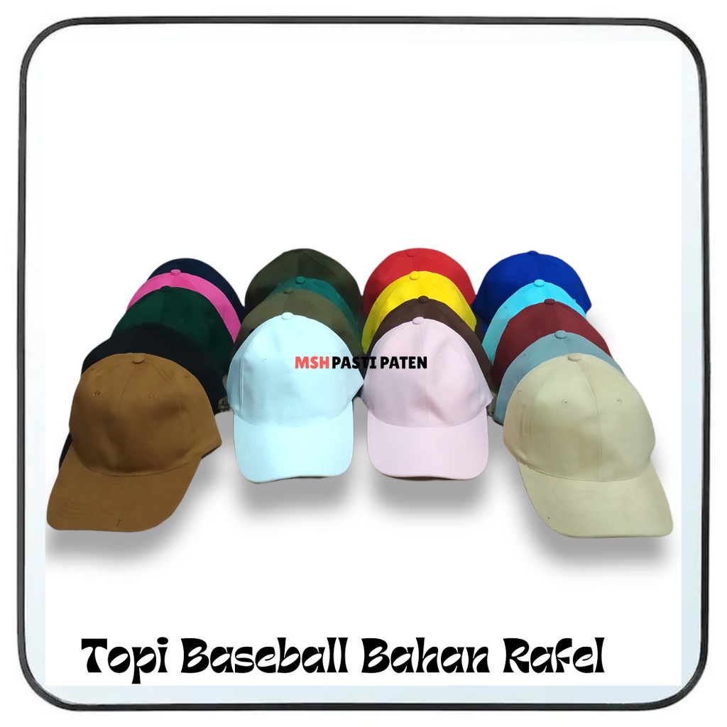 Topi polos murah warna hitam putih hijau biru merah kuning pink harga termurah kulaitas bagus Topi baseball Topi rafel