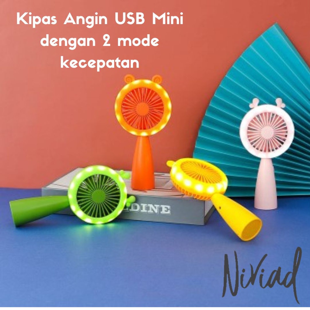 Kipas Angin Genggam USB/Handheld Fan dengan Lampu LED