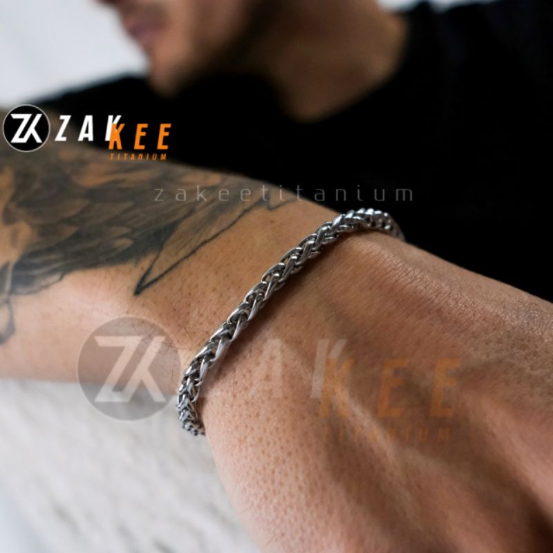 Gelang Pria rantai Silver Cowok Titanium Anti Karat Cowok