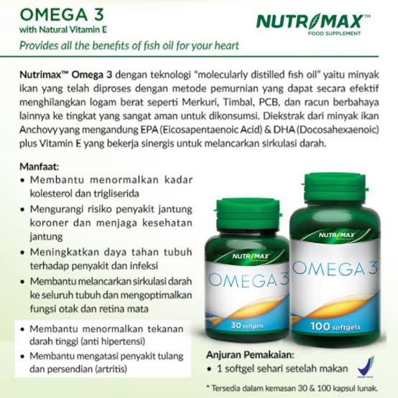 Nutrimax Omega 3 With Vitamin / Vitamin Omega3 Fish Oil - Omega 3