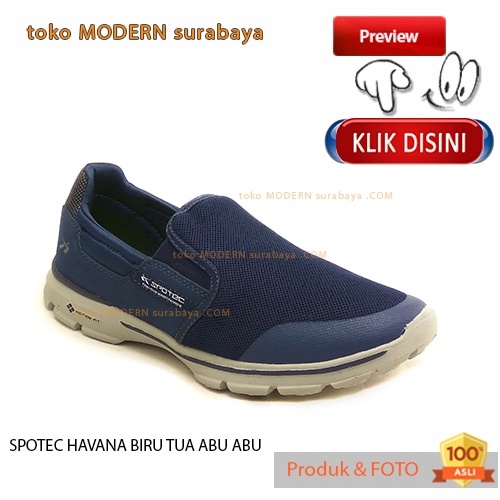 UKURAN JUMBO sepatu pria sepatu casual slip on SPOTEC HAVANA BIRU TUA ABU ABU