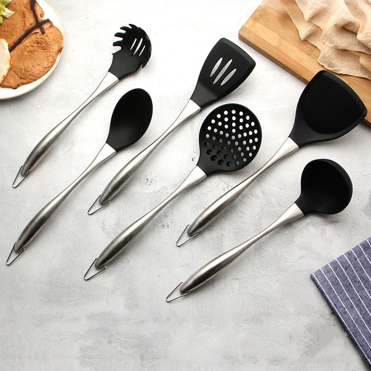 Mic Stainless Steel + Silikon Spatula Non-stick Pot Suhu Tinggi Dan Sendok Tahan Oksidasi