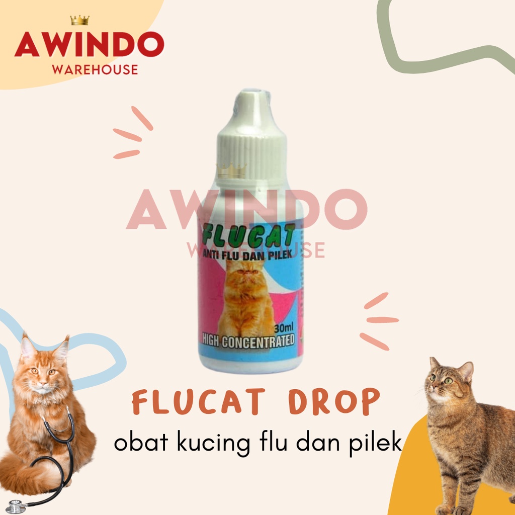 FLUCAT DROP - Obat Kucing Anti Flu Pilek Beler Bersin Cat Kitten 30ml Original FLU CAT