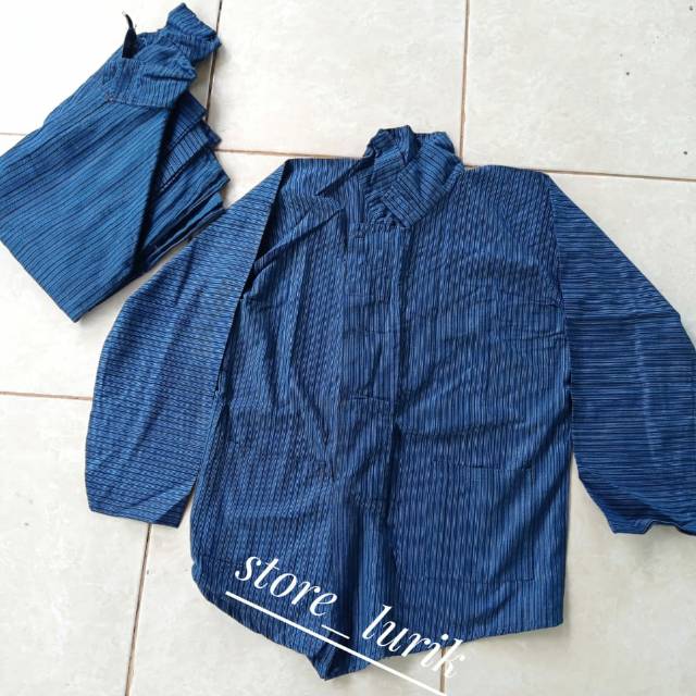 Jual Surjan Lurik Pria Dan Kebaya Lurik Wanita Motif Lurik Biru Baju