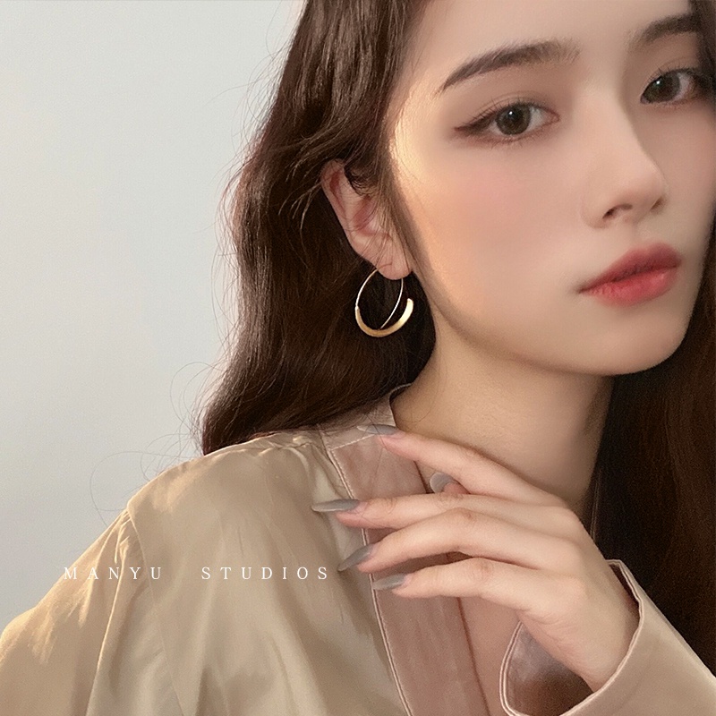 Anting Bulat Vintage matte craft Untuk Wanita Aksesoris Telinga Korea