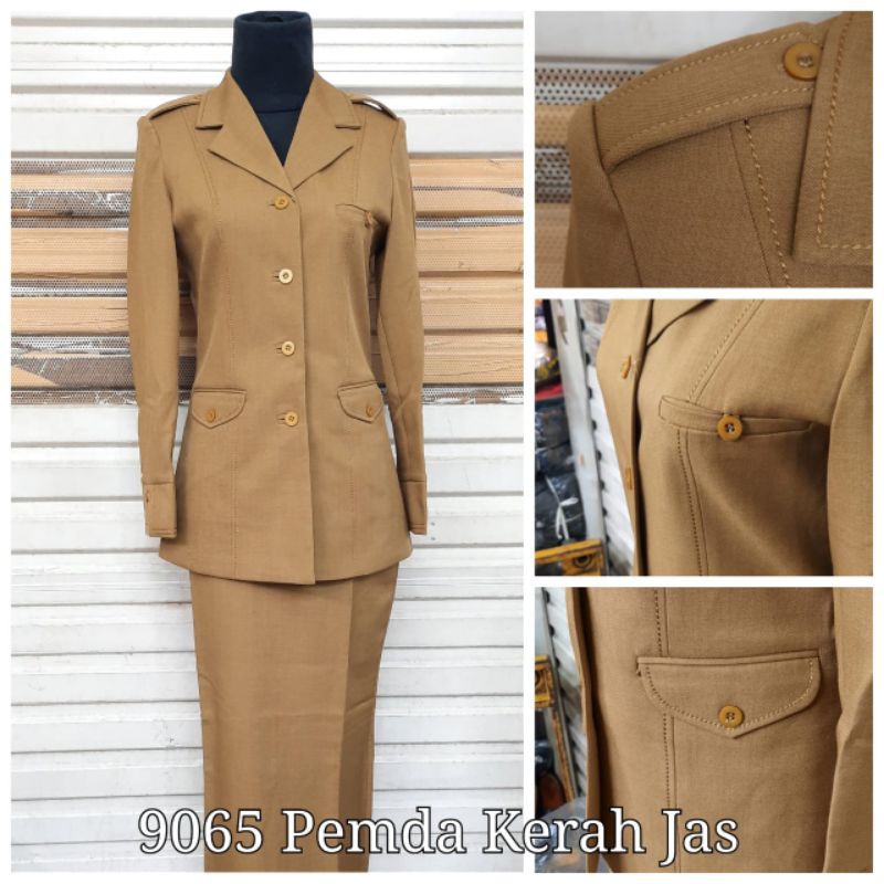 Blazer Pemda Wanita Setelan PNS Khaki Coklat ASN