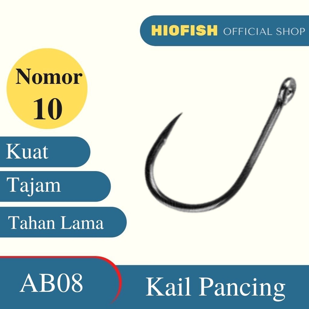 HIOFISH - (AB08) Mata Kail Pancing Ikan Kuat Tajam Untuk Air Laut Tawar Besar Bahan Baja Steel Carbon Fishing Hook Tidak Berkarat Korosi Kecil