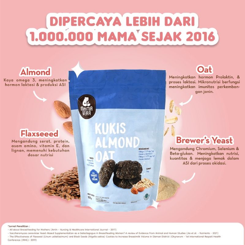 MAMA BEAR - KUKIS ALMOND OAT EXP 23 08 2023 - COOKIES ALMOND - KUE ALMOND - BOOSTER ASI - PELANCAR ASI