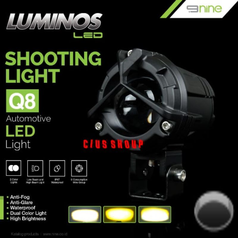 LAMPU SOROT Q1 Q8 Q9 LUMINOSLED SHOOTING LIGHT LASER 2 COLOR PUTIH KUNING POKUS UNTUK MOTOR DAN MOBIL