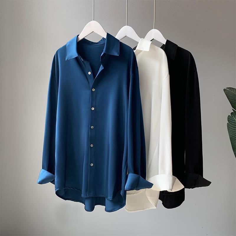 kemeja satin lengan panjang / kemeja kerja / shirt satin