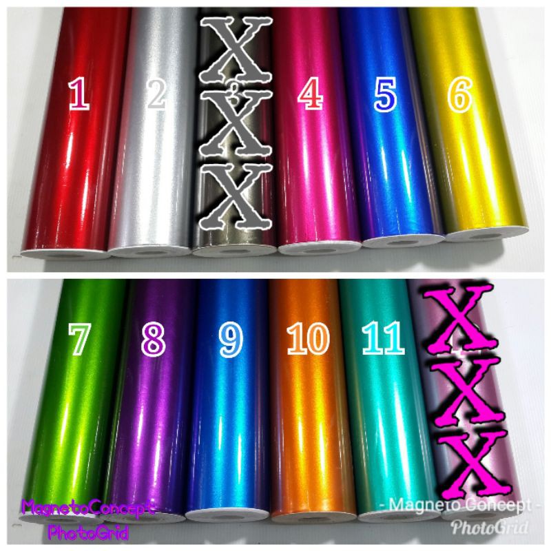 Skotlet Metalik Kilap L45cm x P100cm Sticker Metallic Glossy Candy Merek Profix Stiker