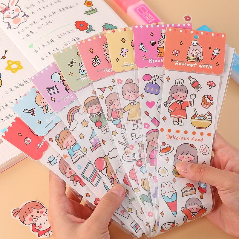 

1lembar washi stiker cute girl korean ins sticker planner, journal dan diary