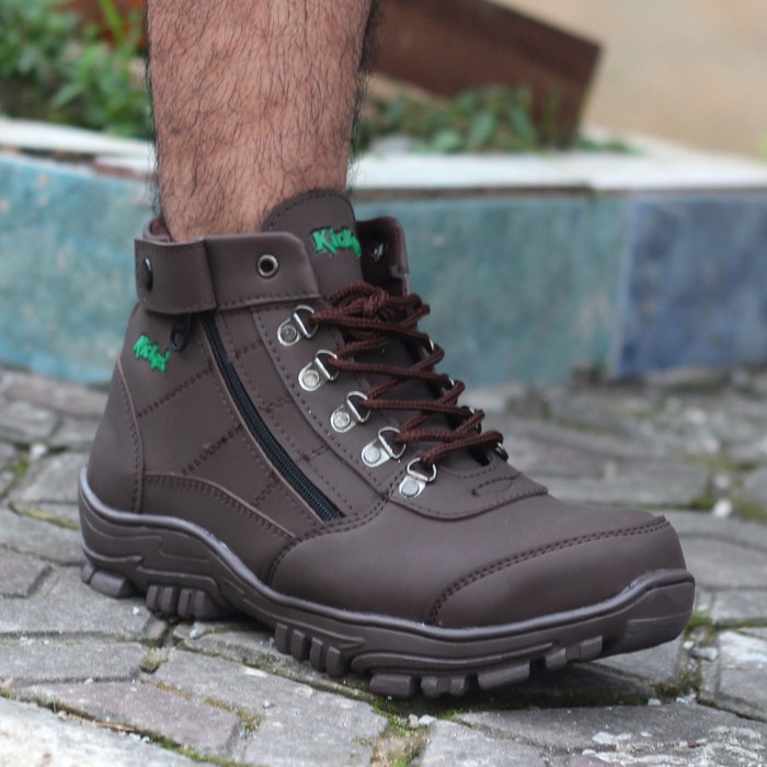 COD !!! Sepatu Pria Kickers Morisey Resleting Coklat Boots Safety Hiking Hunting Outdoor