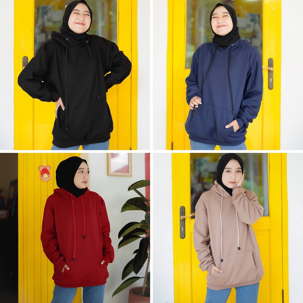 Premium Basic Sweater  Hoodie Oblong Polos Wanita - switer hoodie Oblong wanita kekinian